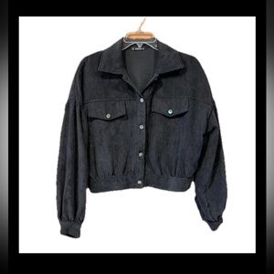 SHEIN Size M Black Corduroy Short Women’s Bomber Jacket
